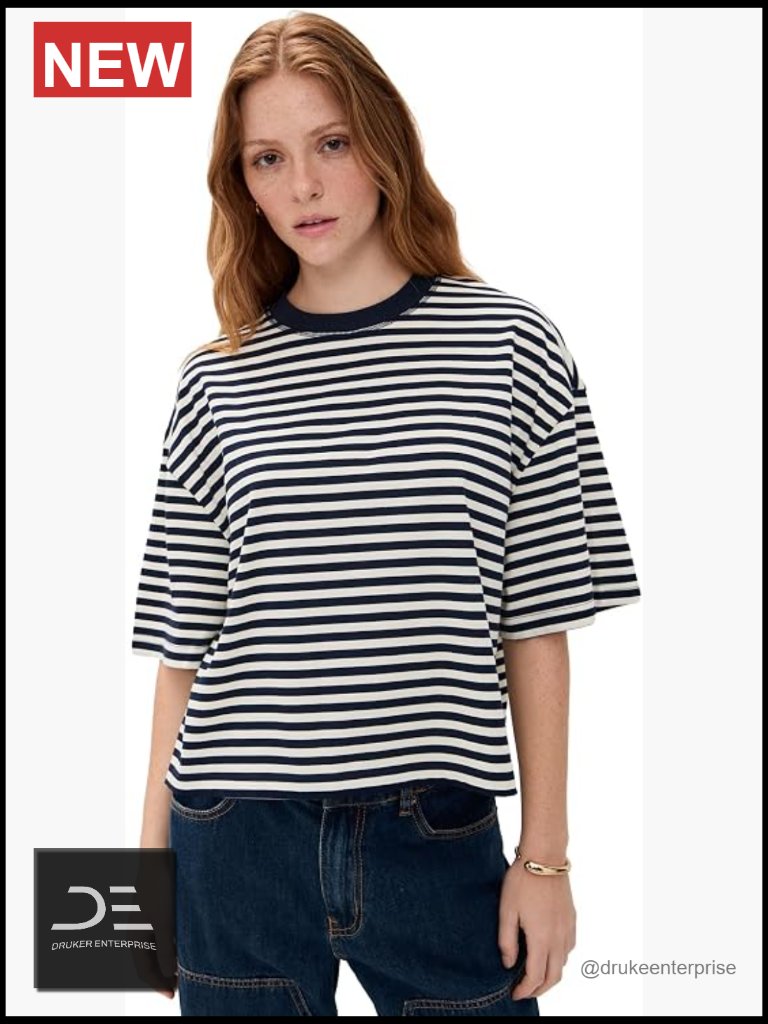 Lioness Women's Bloom Short Sleeve Tee Lightweight Stretch Jersey Stripe Crew
